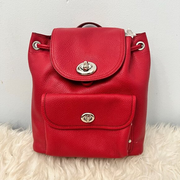 NWT COACH Pebble Leather Turnlock Backpack F37581 main image 8